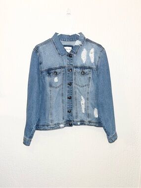 Highway Jeans Light Blue Distressed Denim Jacket SZ- 1X